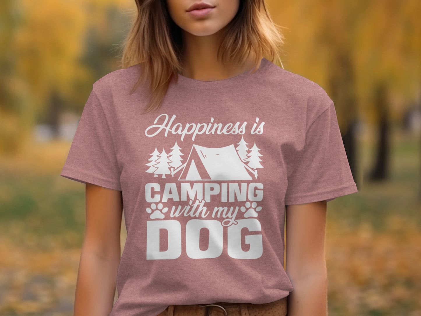 Happiness is Camping with My Dog Awesome Graphic T-Shirt T-Shirt - Outdoor & Adventure Collection - Mile Marker 16 Gear by Cloud 16 Clothing Co.