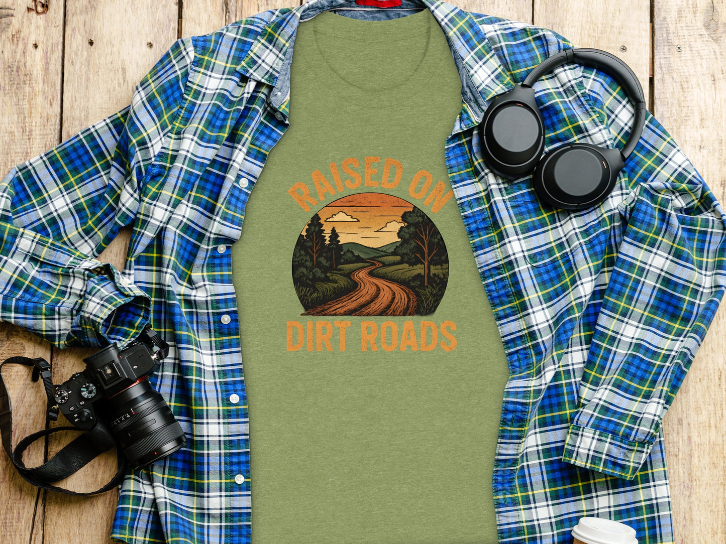 Raised On Dirt Roads Scenic Sunset Graphic Tee