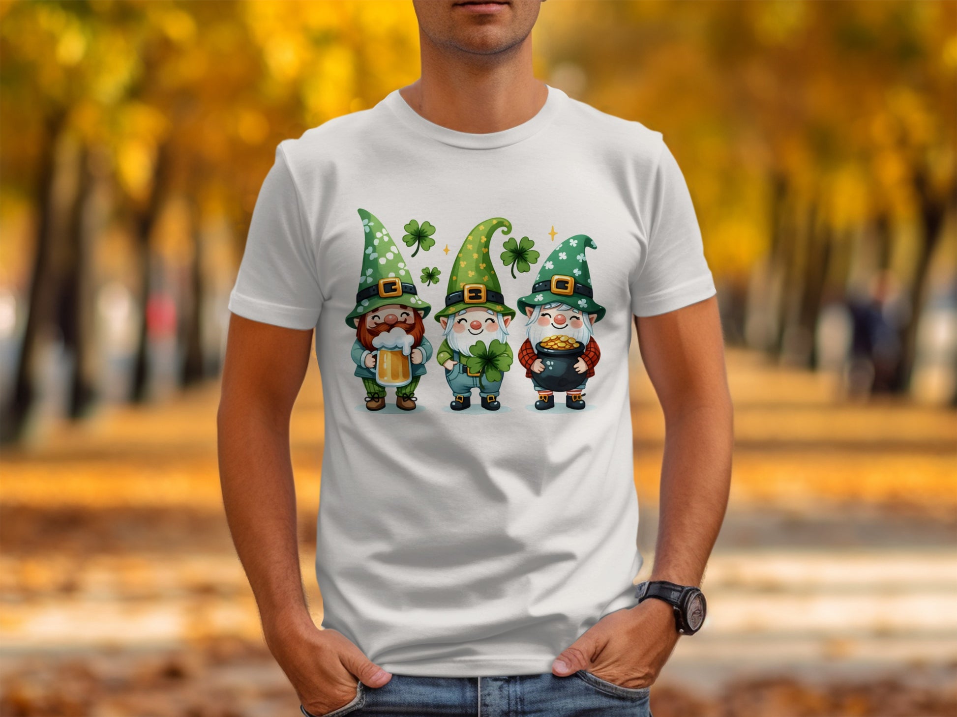 Cute St. Patrick's Day Gnomes Graphic Tee Shirt