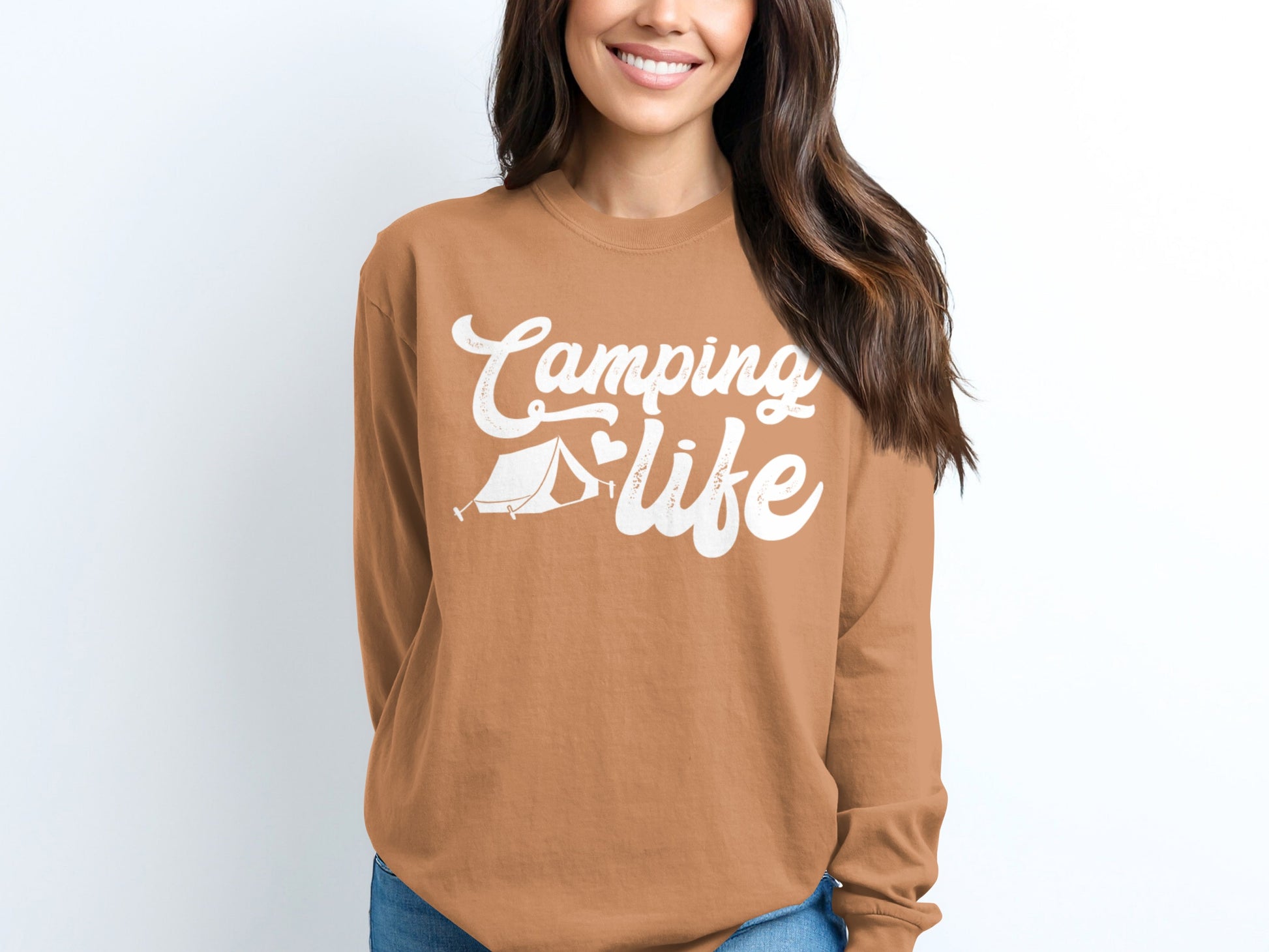 Camping Life Graphic Long Sleeve Shirt