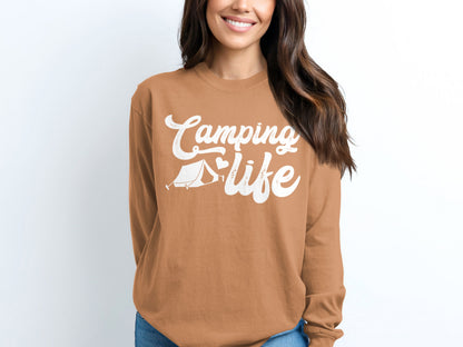 Camping Life Graphic Long Sleeve Shirt