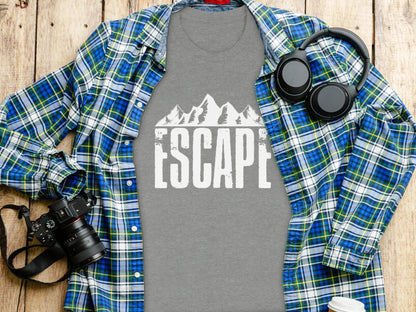 Escape Into The Mountains Outdoor Adventure Design T-Shirt T-Shirt - Outdoor & Adventure Collection - Mile Marker 16 Gear by Cloud 16 Clothing Co.