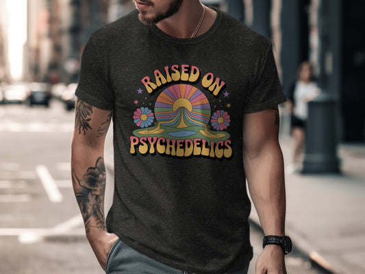 Raised On Psychedelics Colorful Graphic T-Shirt