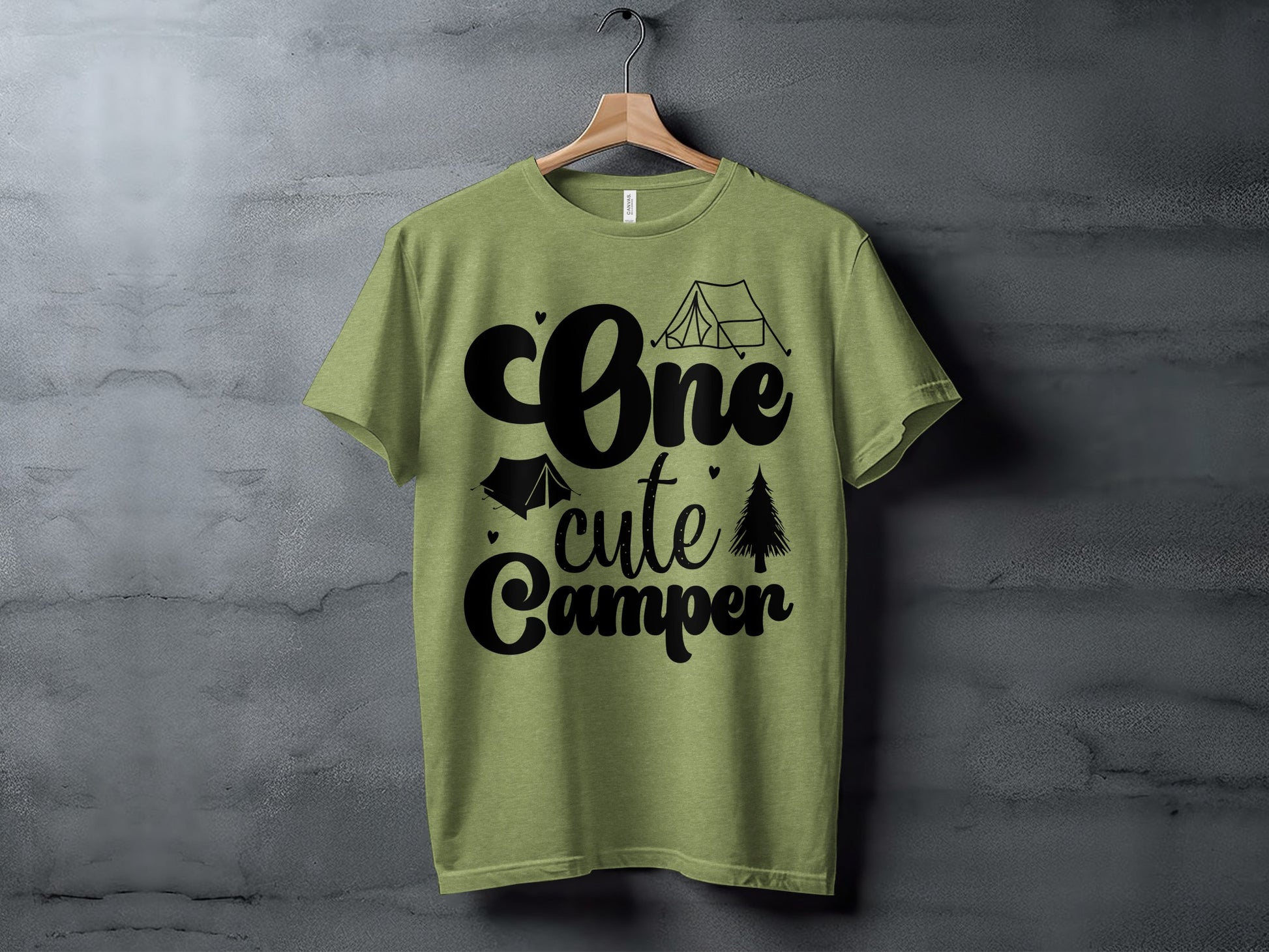 One Cute Camper Tent and Pine Tree Camping Design T-Shirt T-Shirt - Outdoor & Adventure Collection - Mile Marker 16 Gear by Cloud 16 Clothing Co.