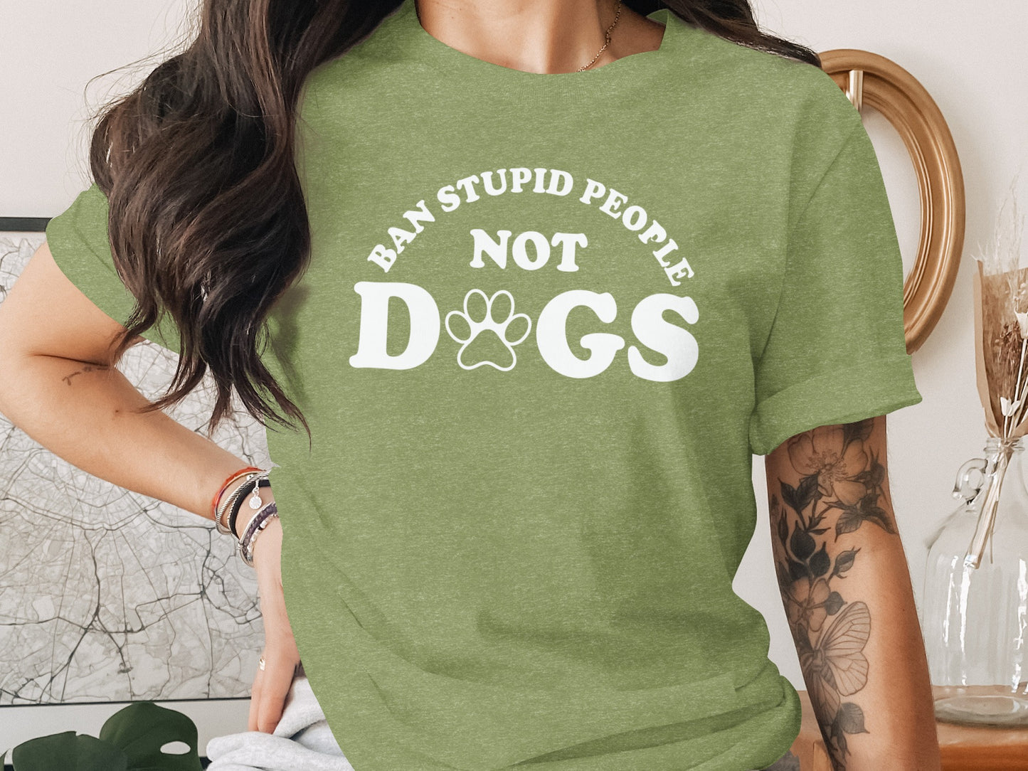Ban Stupid People Not Dogs Graphic Tee Shirt