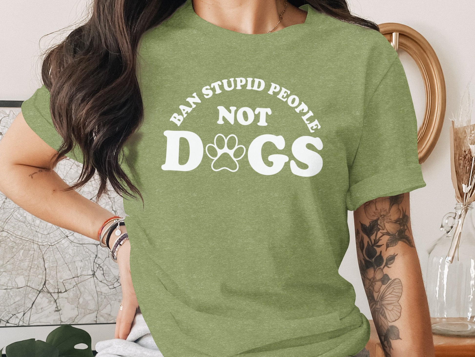 Ban Stupid People Not Dogs Graphic Tee Shirt