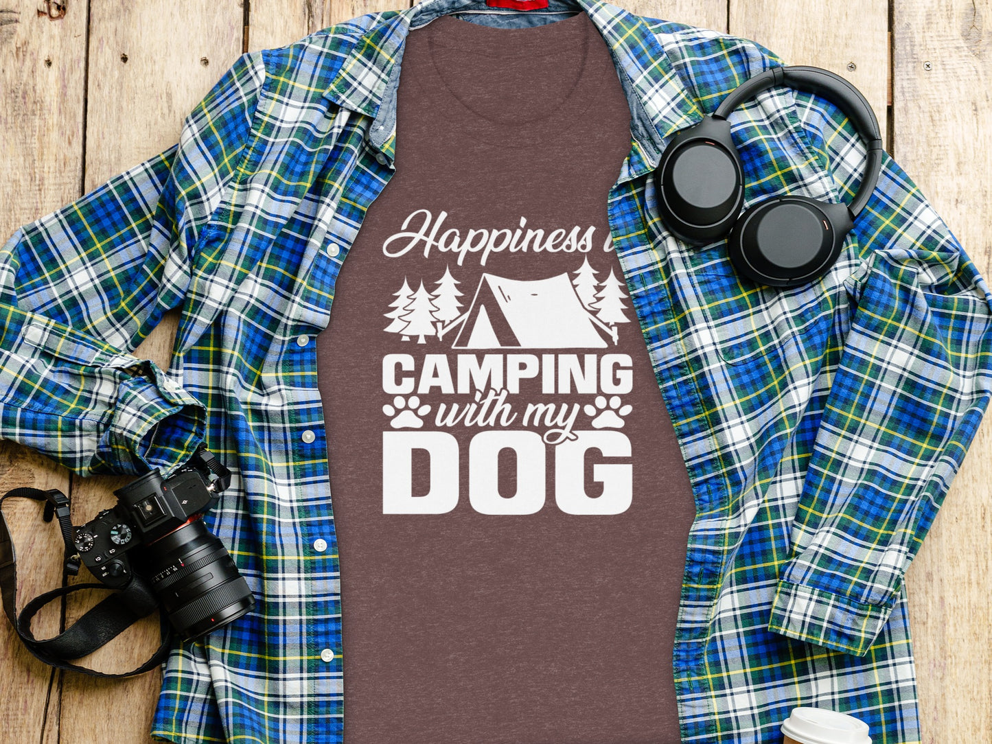 Happiness is Camping with My Dog Awesome Graphic T-Shirt T-Shirt - Outdoor & Adventure Collection - Mile Marker 16 Gear by Cloud 16 Clothing Co.