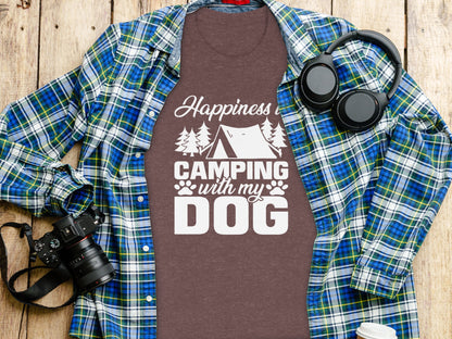 Happiness is Camping with My Dog Awesome Graphic T-Shirt T-Shirt - Outdoor & Adventure Collection - Mile Marker 16 Gear by Cloud 16 Clothing Co.