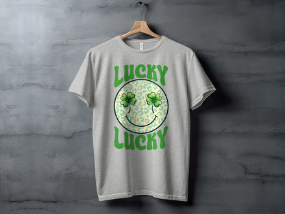 Lucky Lucky Shamrock Face Graphic T-shirt