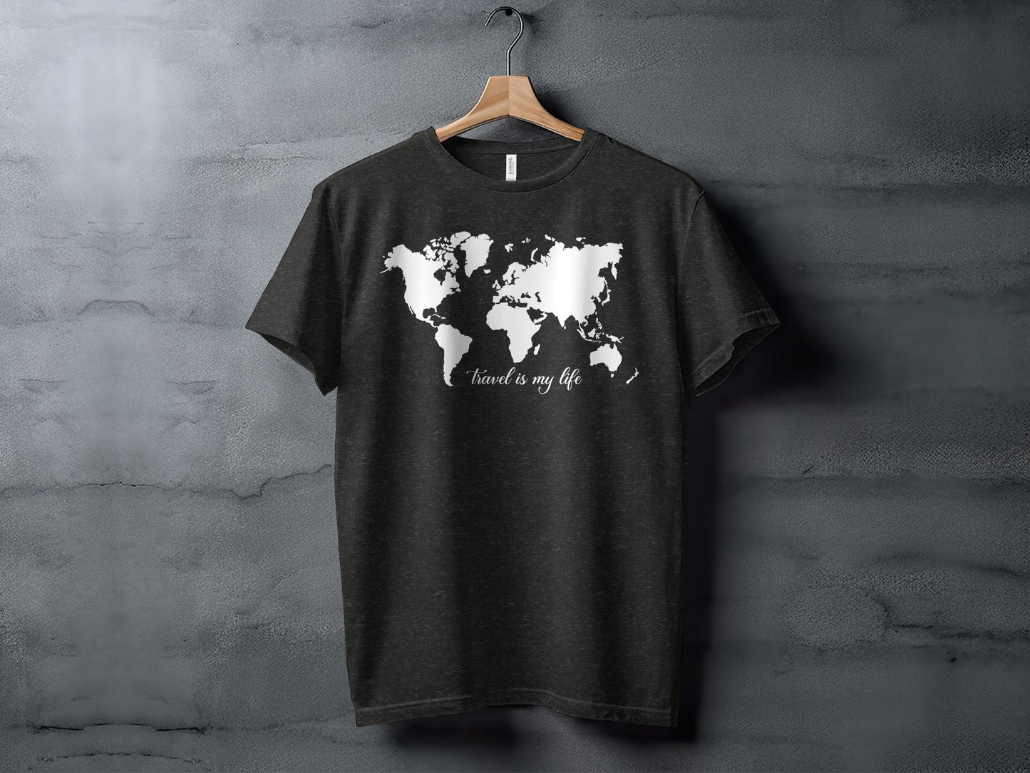 World Map Travel is My Life Graphic Design T-Shirt T-Shirt - Outdoor & Adventure Collection - Mile Marker 16 Gear by Cloud 16 Clothing Co.