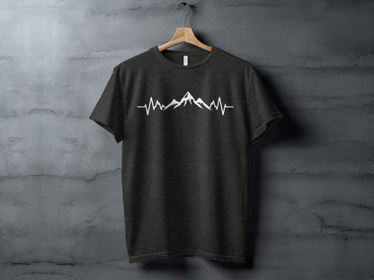 Mountain Heartbeat Line Illustration Graphic Design T-Shirt T-Shirt - Outdoor & Adventure Collection - Mile Marker 16 Gear by Cloud 16 Clothing Co.
