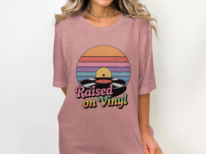 Raised on Vinyl Graphic Tee Retro Music Shirt