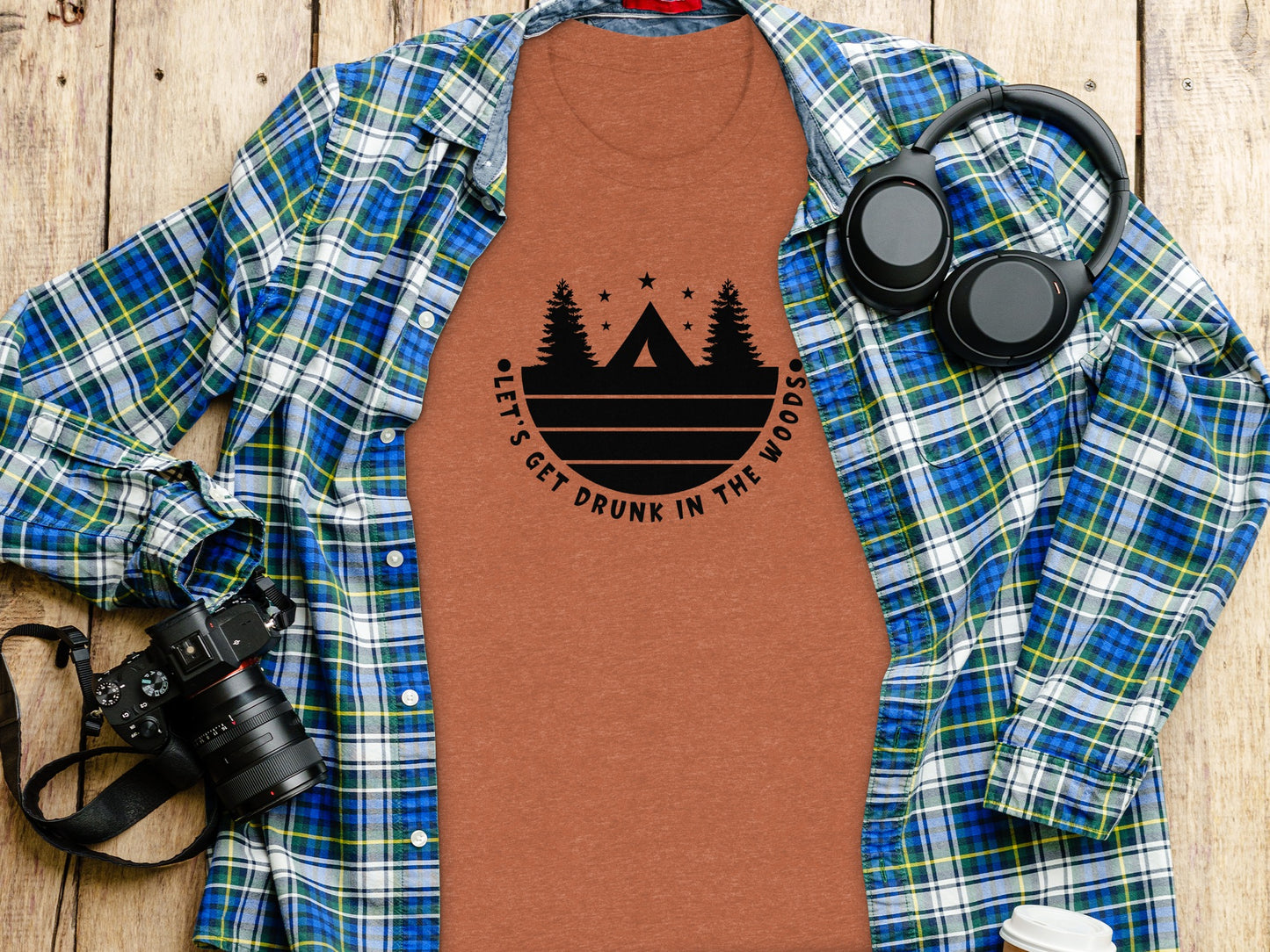 Let's Get Drunk In The Woods Camping Adventure T-Shirt T-Shirt - Outdoor & Adventure Collection - Mile Marker 16 Gear by Cloud 16 Clothing Co.