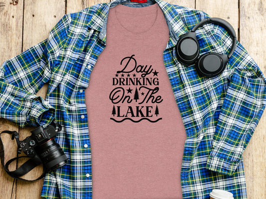 Day Drinking On The Lake Graphic Stars Trees T-Shirt T-Shirt - Outdoor & Adventure Collection - Mile Marker 16 Gear by Cloud 16 Clothing Co.