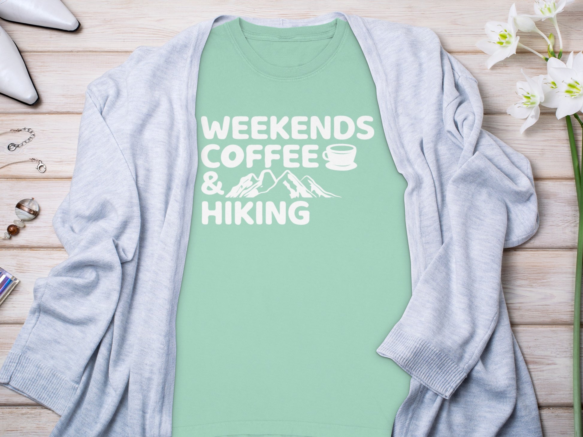 Weekends Coffee and Hiking Graphic Tee Shirt