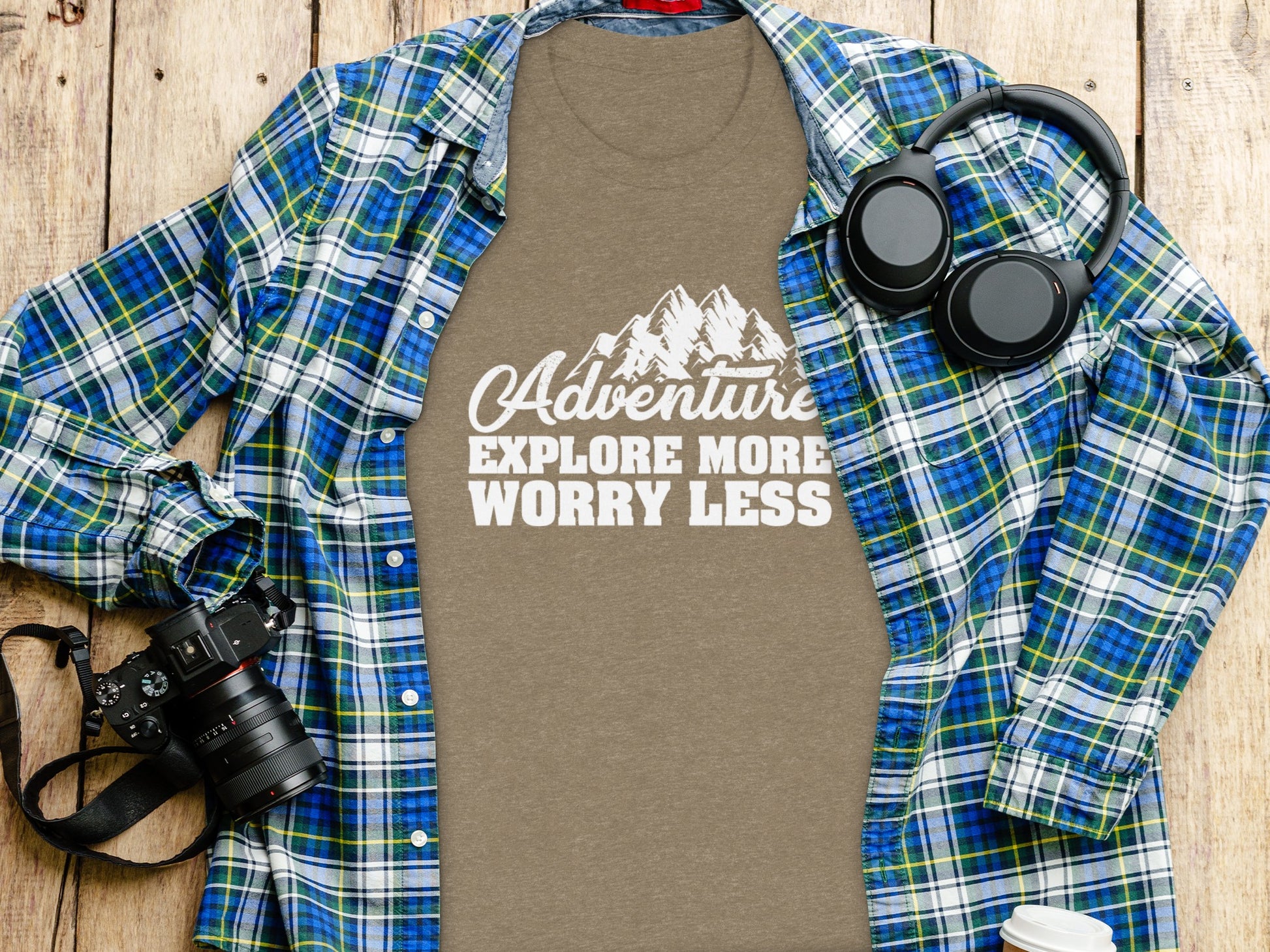 Adventure Explore More Worry Less Mountain Graphic T-Shirt T-Shirt - Outdoor & Adventure Collection - Mile Marker 16 Gear by Cloud 16 Clothing Co.