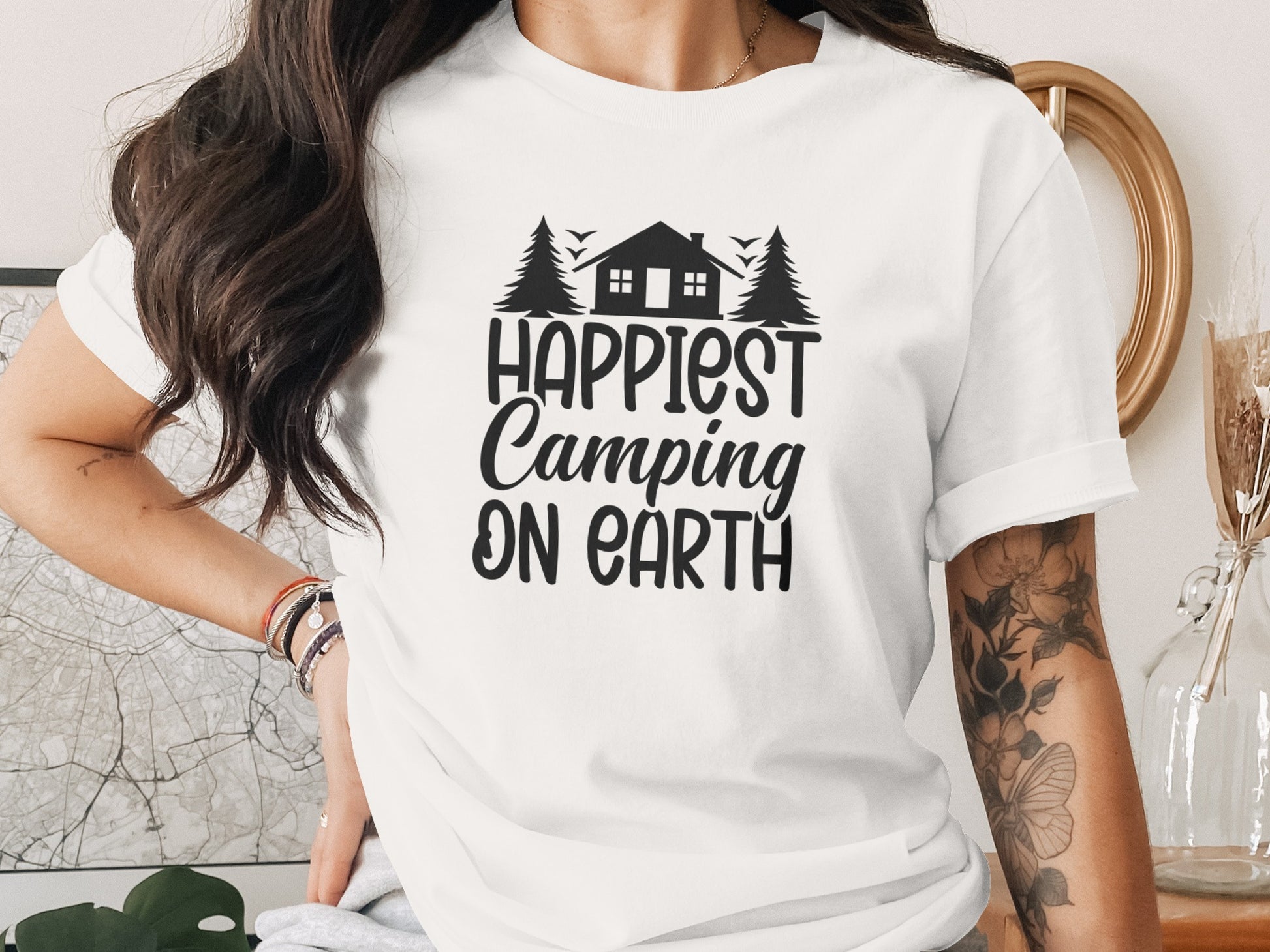 Happiest Camping on Earth Outdoorsy Cabin Life T-Shirt T-Shirt - Outdoor & Adventure Collection - Mile Marker 16 Gear by Cloud 16 Clothing Co.