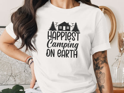 Happiest Camping on Earth Outdoorsy Cabin Life T-Shirt T-Shirt - Outdoor & Adventure Collection - Mile Marker 16 Gear by Cloud 16 Clothing Co.