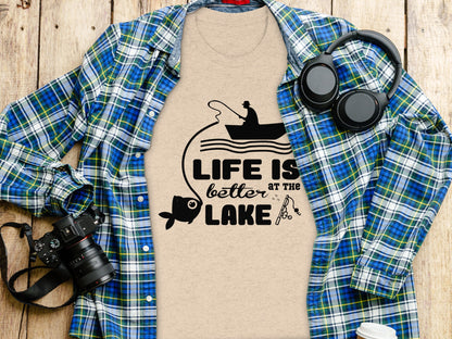 Life Is Better At The Lake Fishing Adventure Graphic T-Shirt T-Shirt - Outdoor & Adventure Collection - Mile Marker 16 Gear by Cloud 16 Clothing Co.