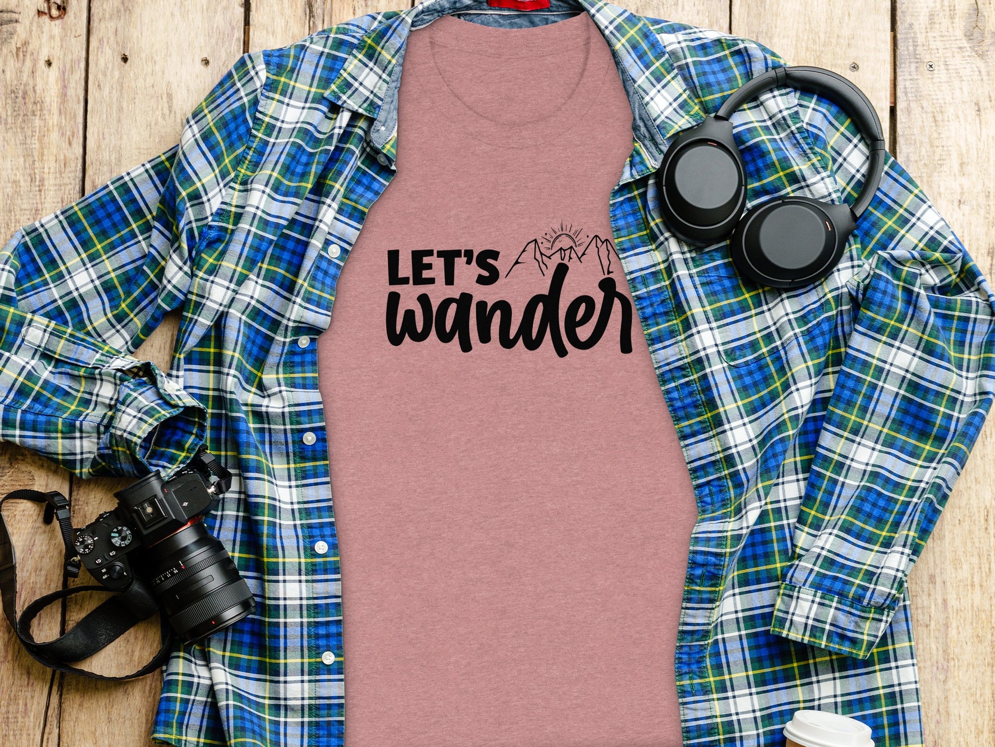 Let's Wander Mountain and Sun Graphic Adventure T-Shirt T-Shirt - Outdoor & Adventure Collection - Mile Marker 16 Gear by Cloud 16 Clothing Co.