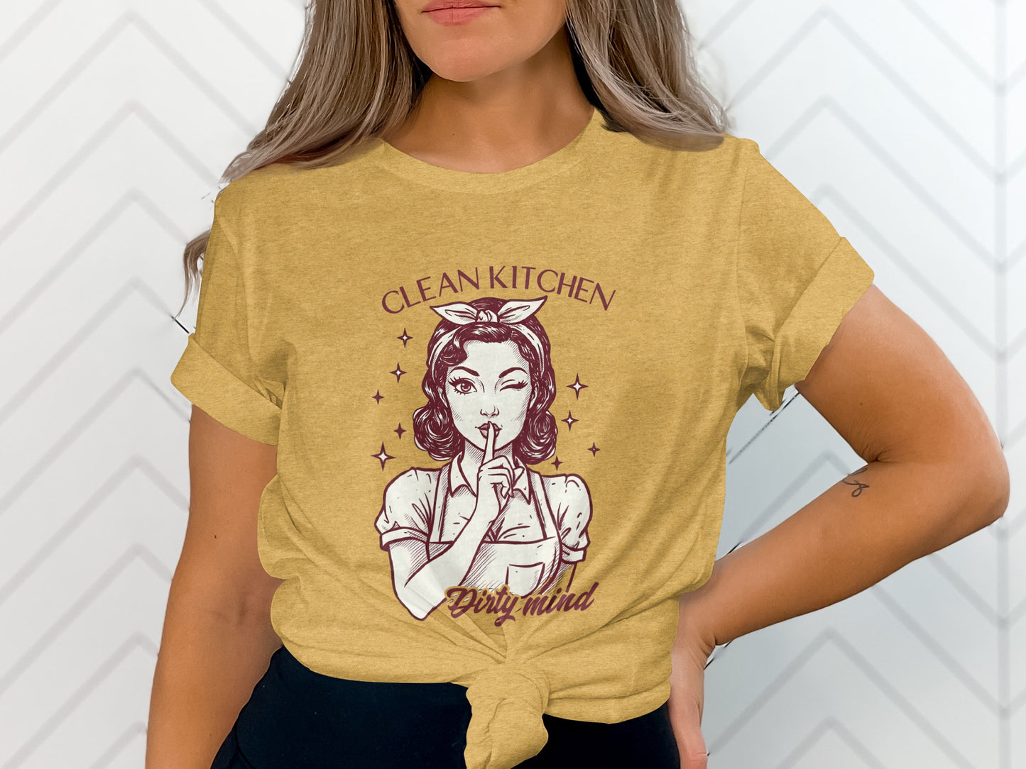 Clean Kitchen Dirty Mind Graphic Tee for Women