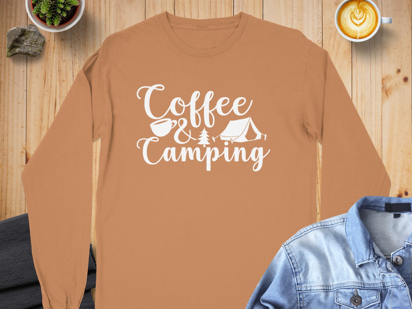 Coffee and Camping Adventure Design Long Sleeve T-Shirt Long Sleeve Tee - Outdoor & Adventure Collection - Mile Marker 16 Gear by Cloud 16 Clothing Co.