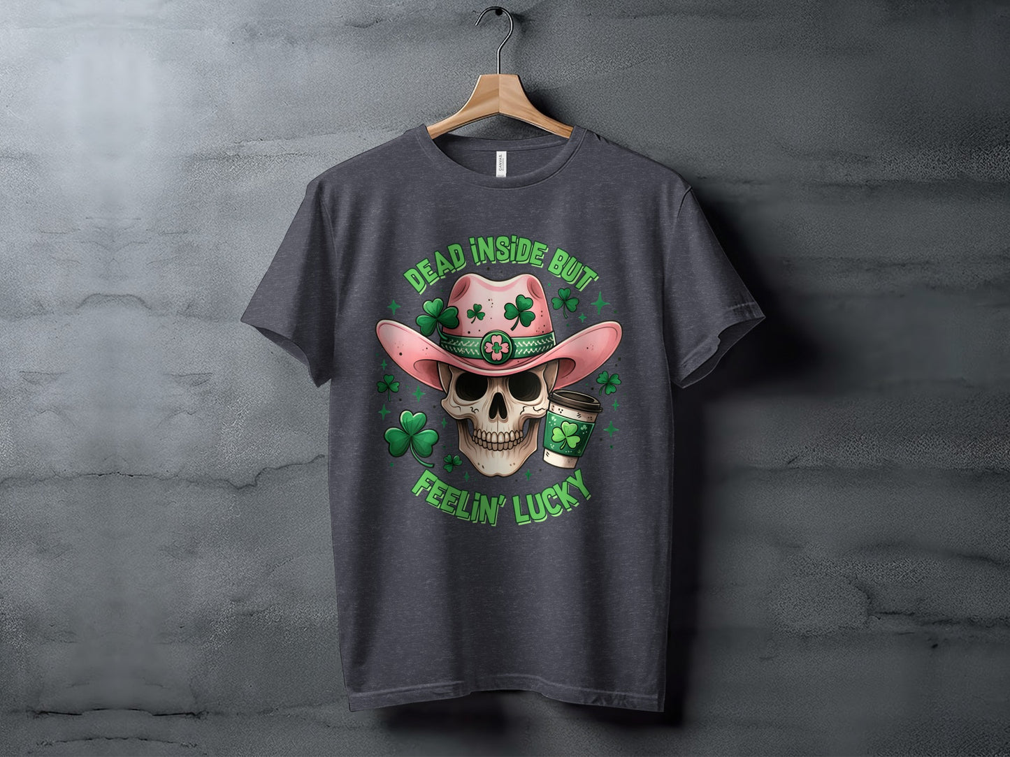 Dead Inside But Feelin' Lucky Skull Graphic T-shirt