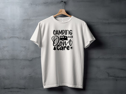 Camping Hair Dont Care Graphic Design Vacation T-Shirt T-Shirt - Outdoor & Adventure Collection - Mile Marker 16 Gear by Cloud 16 Clothing Co.