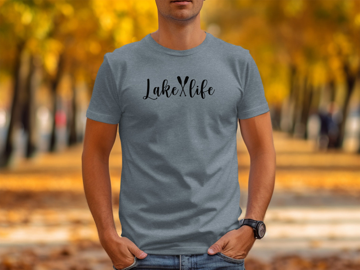 Lake With Crossed Paddles Graphic Design Lake Life T-Shirt T-Shirt - Outdoor & Adventure Collection - Mile Marker 16 Gear by Cloud 16 Clothing Co.