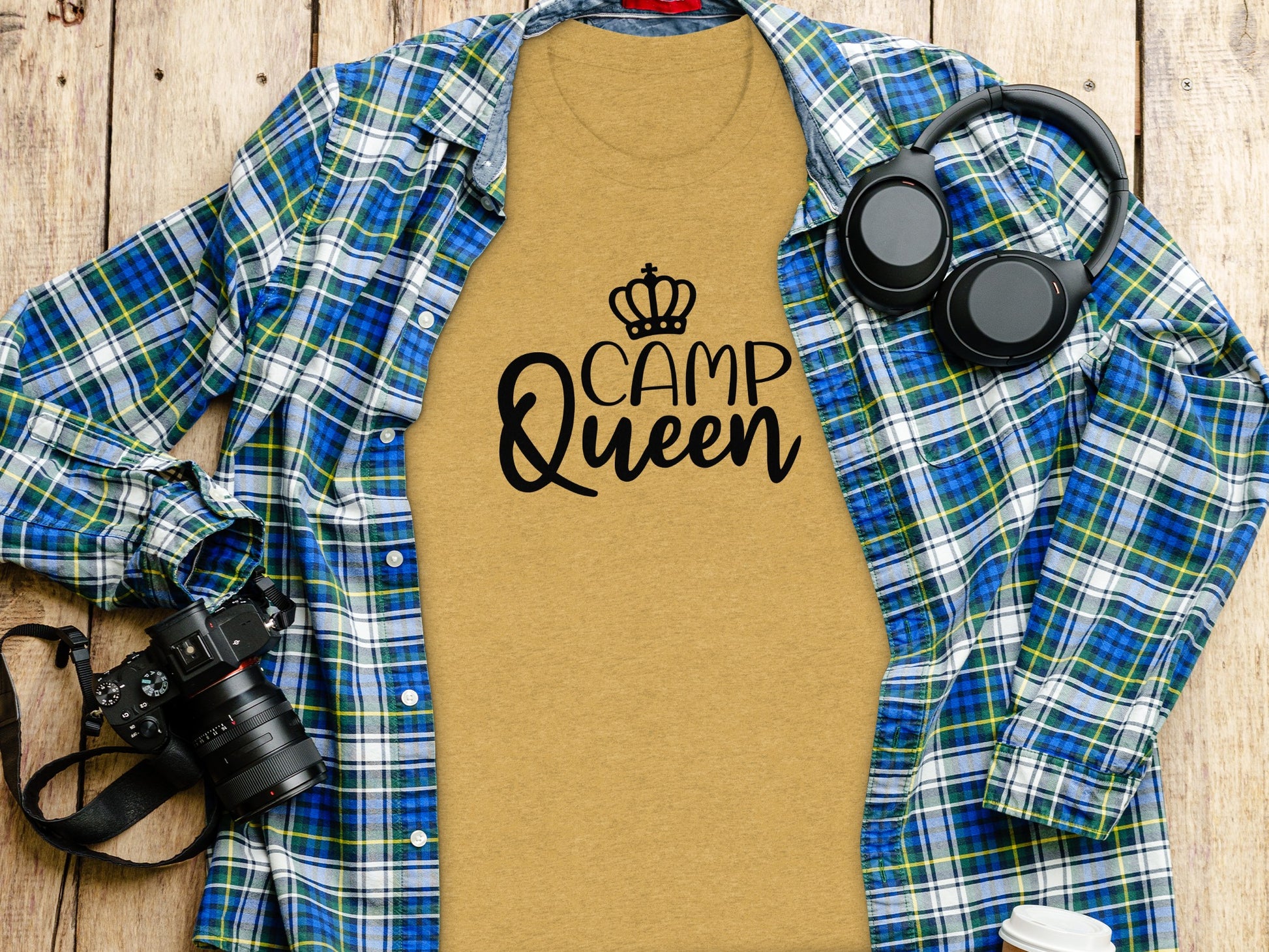 Camp Queen With Crown Graphic Camping Trip Fun T-Shirt T-Shirt - Outdoor & Adventure Collection - Mile Marker 16 Gear by Cloud 16 Clothing Co.