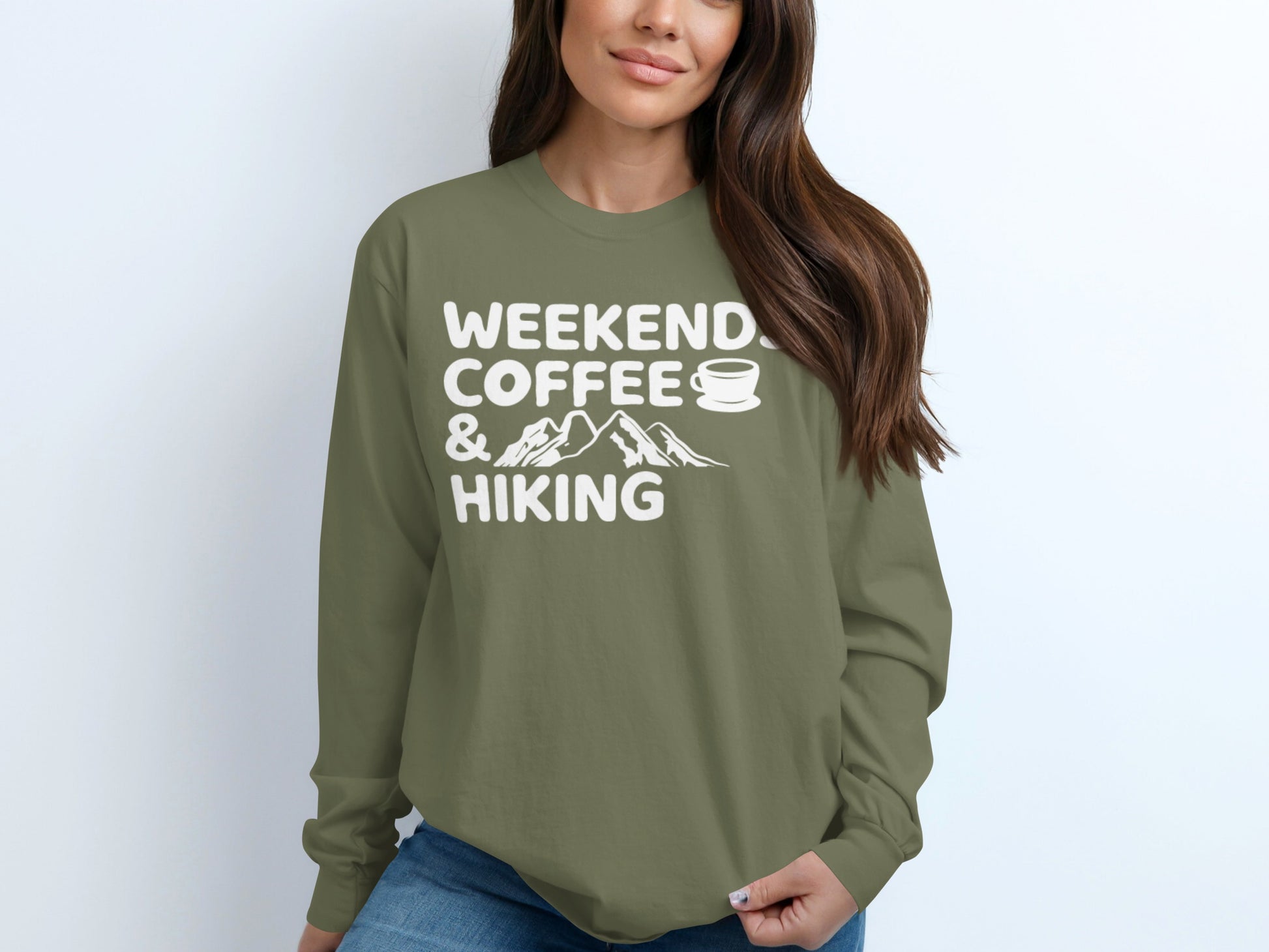 Weekend Coffee Hiking Long Sleeve Shirt Casual Wear