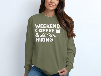 Weekend Coffee Hiking Long Sleeve Shirt Casual Wear