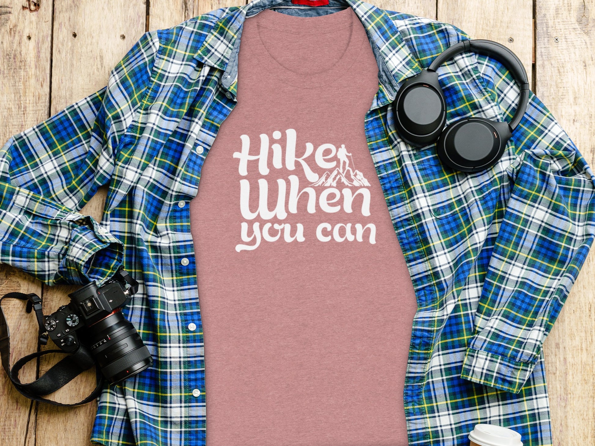 Hike When You Can Outdoor Adventure Design for Hiking T-Shirt T-Shirt - Outdoor & Adventure Collection - Mile Marker 16 Gear by Cloud 16 Clothing Co.