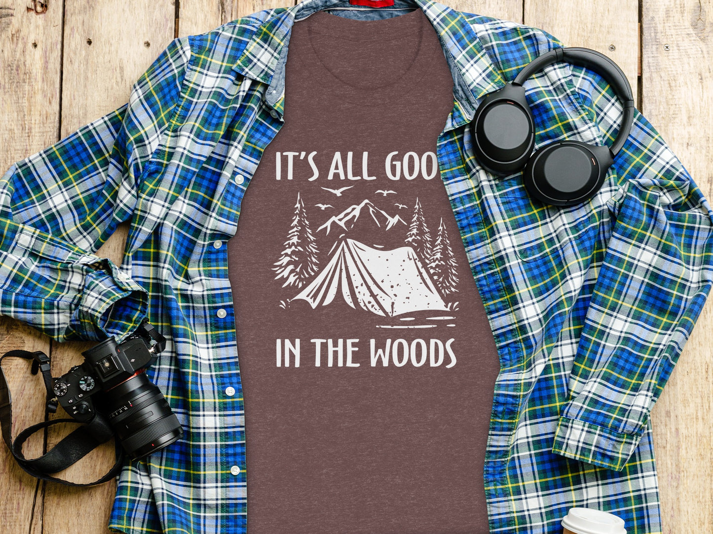 Its All Good In The Woods Camping Graphic Art T-Shirt T-Shirt - Outdoor & Adventure Collection - Mile Marker 16 Gear by Cloud 16 Clothing Co.