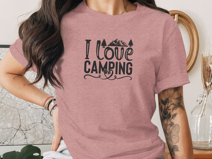 I Love Camping With Heart Graphic Novelty Camping T-Shirt T-Shirt - Outdoor & Adventure Collection - Mile Marker 16 Gear by Cloud 16 Clothing Co.