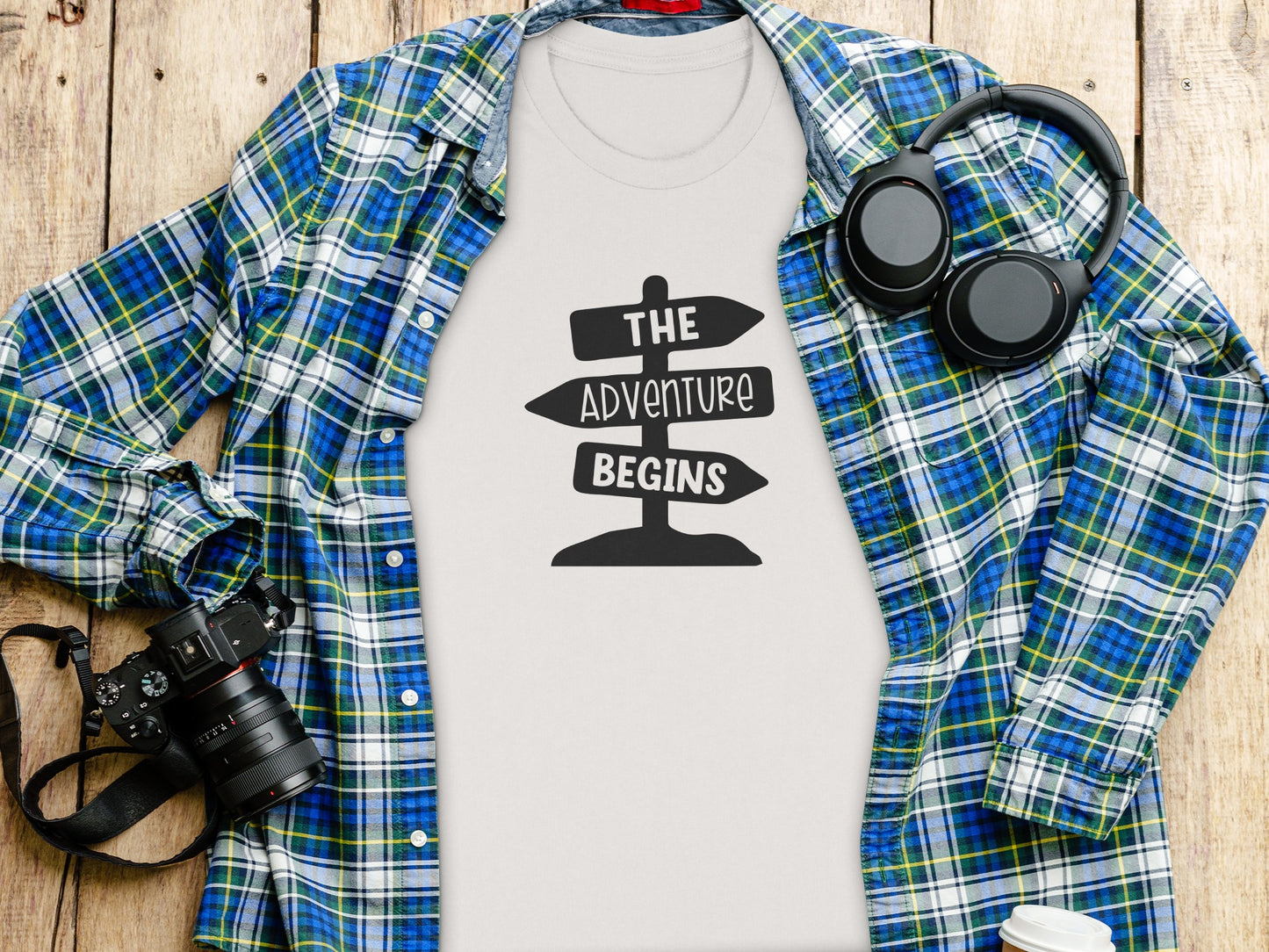 The Adventure Begins Arrow Signpost Graphic T-Shirt T-Shirt - Outdoor & Adventure Collection - Mile Marker 16 Gear by Cloud 16 Clothing Co.
