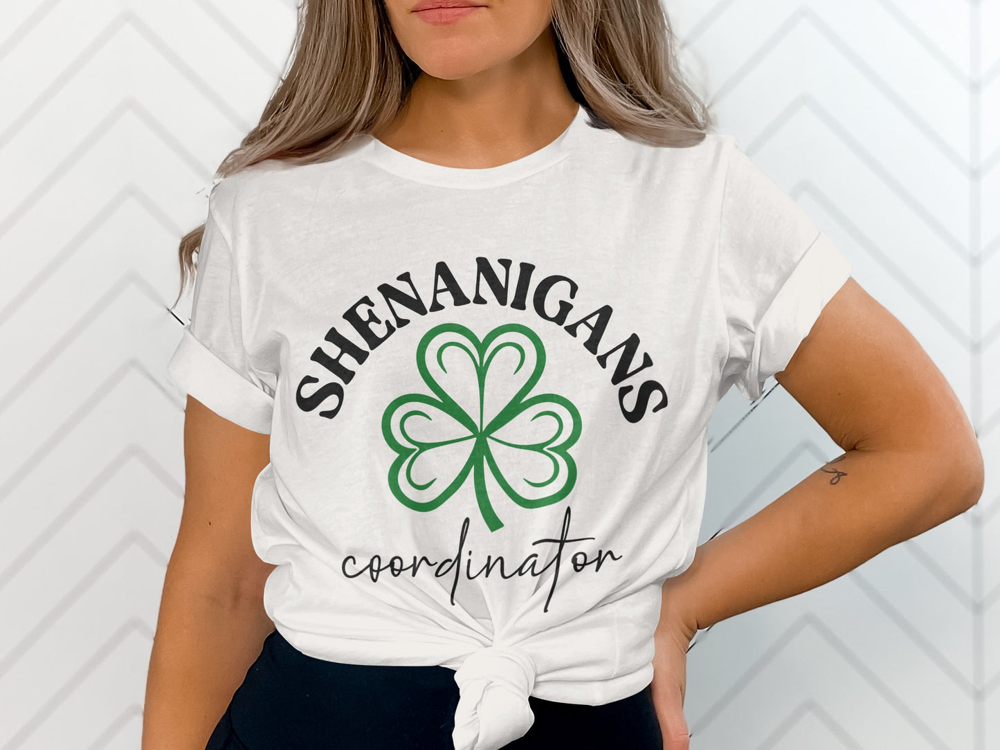 Shenanigans Coordinator Four-Leaf Clover Graphic Tee