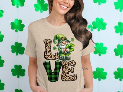 St. Patrick's Day Love Gnome Shamrock T-Shirt