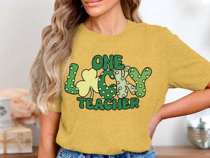 One Lucky Teacher Graphic Tee Cute St. Patrick's Day
