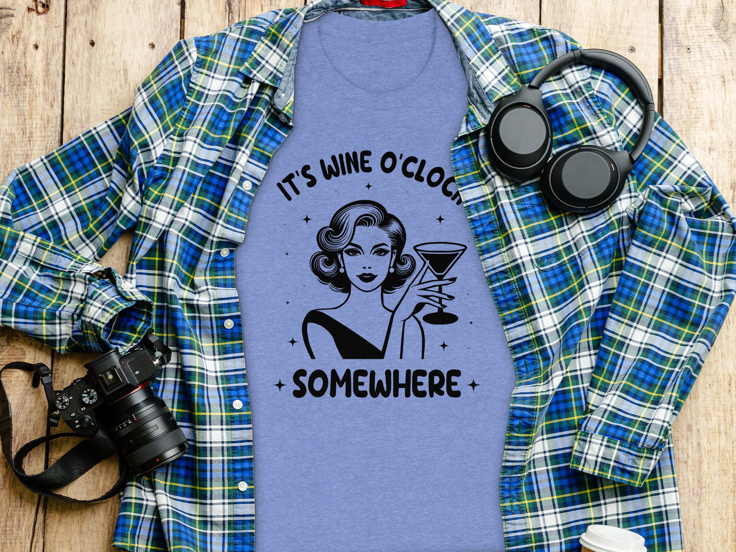 It's Wine O'Clock Somewhere Funny Graphic Tee Shirt