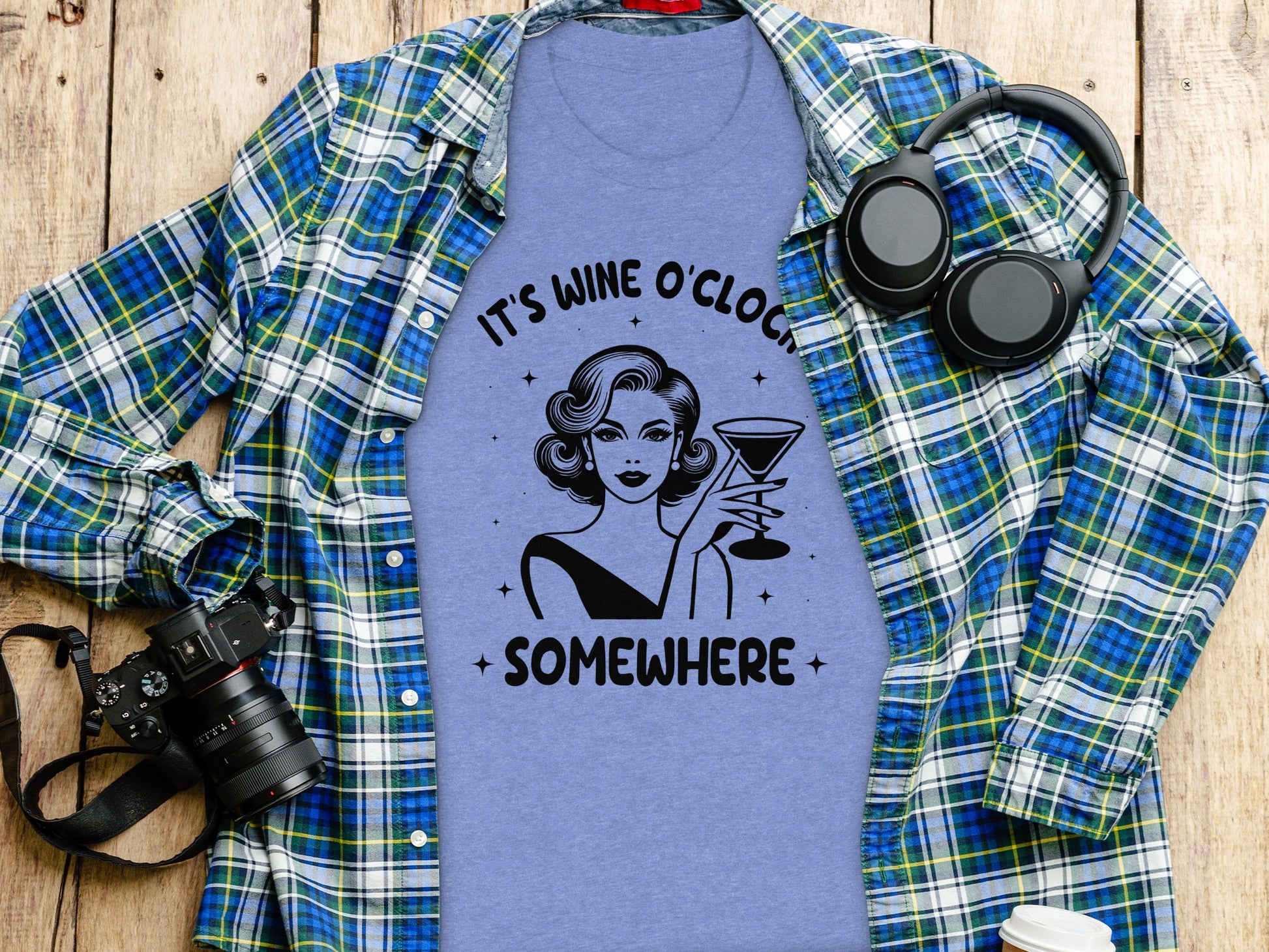 It's Wine O'Clock Somewhere Funny Graphic Tee Shirt