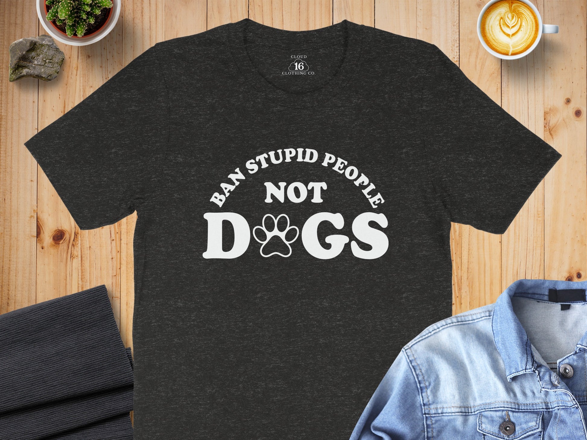 Ban Stupid People Not Dogs Funny Graphic T-Shirt