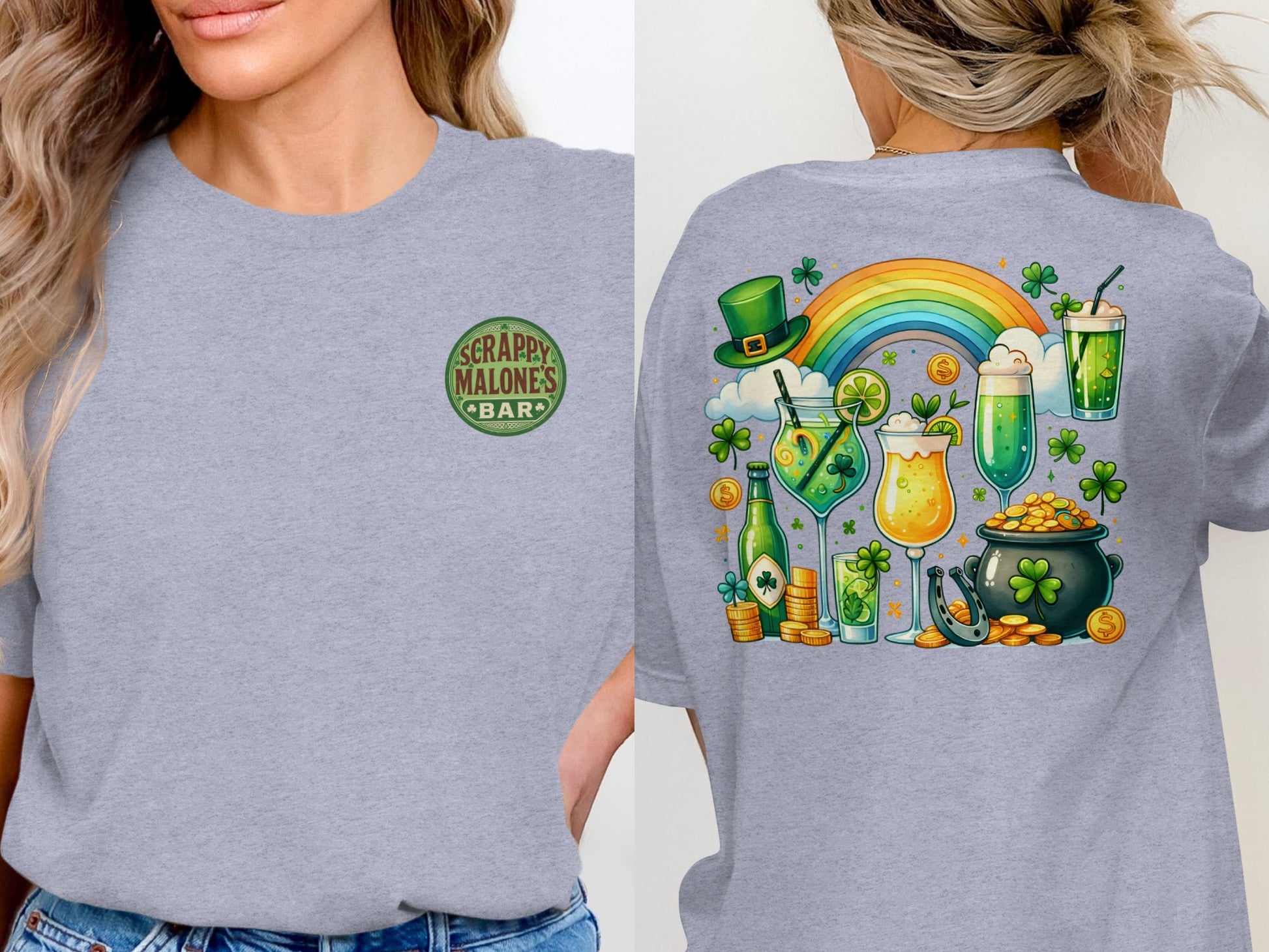 Scrappy Malone's Bar, Shamrock Pub Sign, Irish Bar, St Patricks Day Decor, Green Circle, Irish Pub Signage T-Shirt - Scrappy Malone's Bar 100-Proof Humor - Cloud 16 Clothing Co.