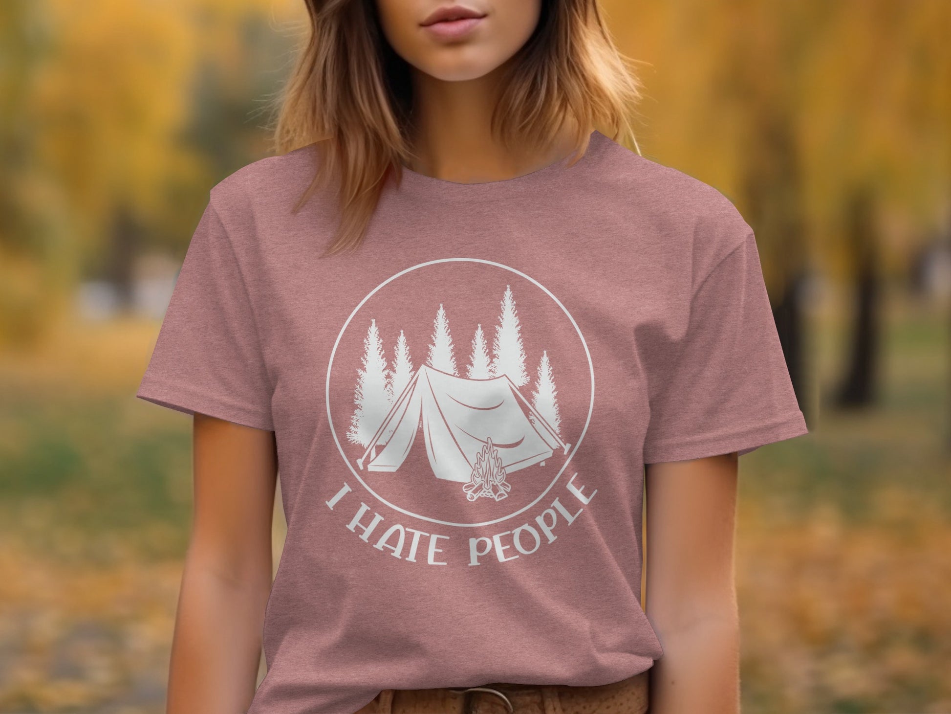 I Hate People Camping Tent Trees Graphic Illustration T-Shirt T-Shirt - Outdoor & Adventure Collection - Mile Marker 16 Gear by Cloud 16 Clothing Co.