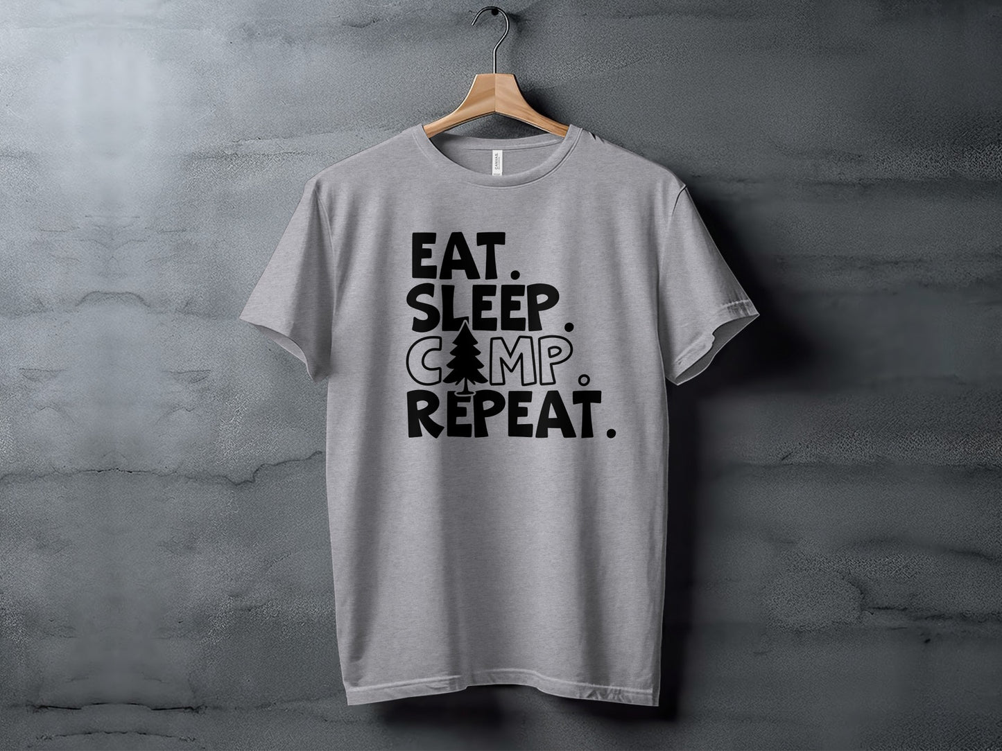 Eat Sleep Camp Repeat With Pine Tree Graphic T-Shirt T-Shirt - Outdoor & Adventure Collection - Mile Marker 16 Gear by Cloud 16 Clothing Co.