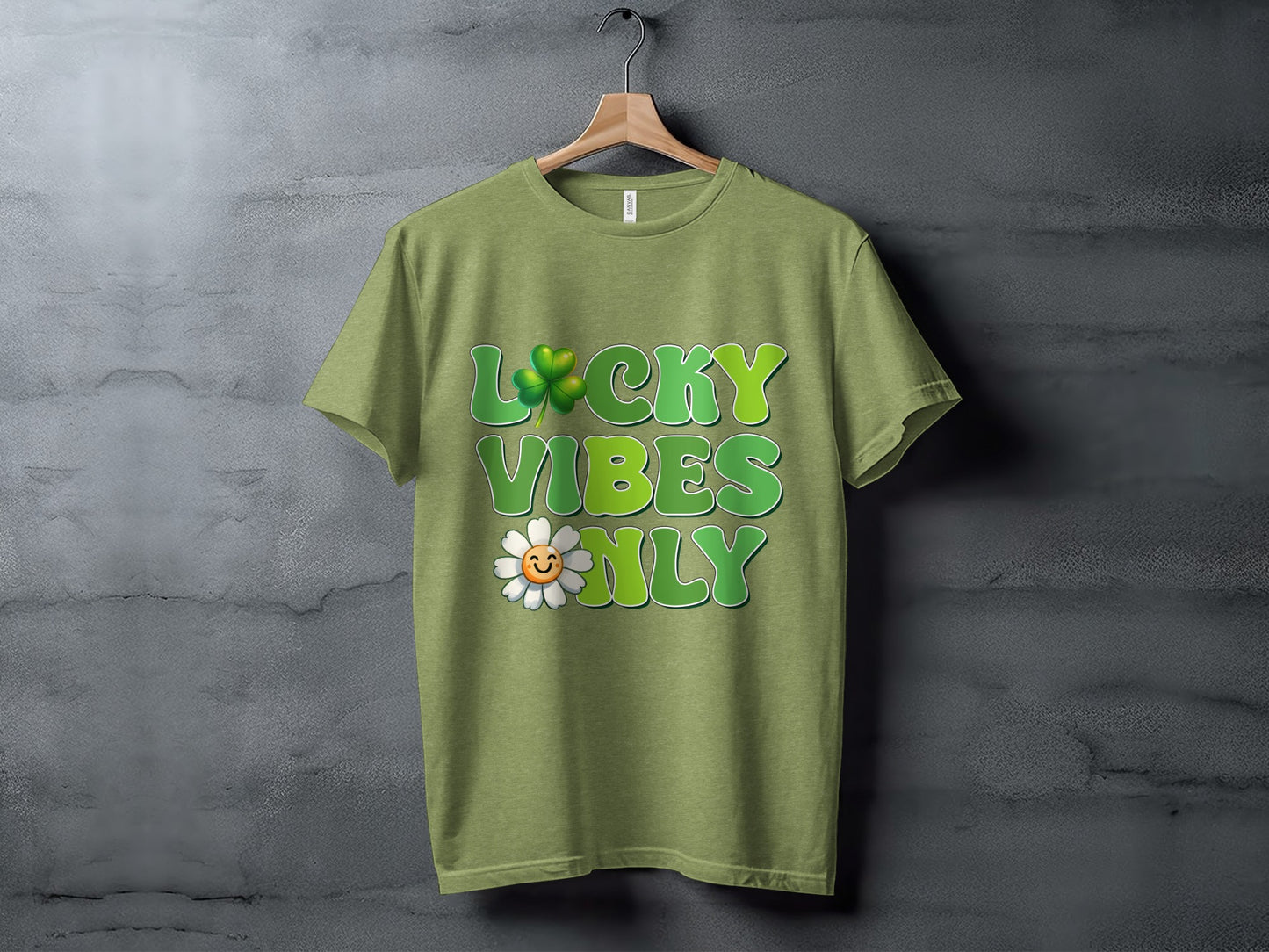 Lucky Vibes Only Four Leaf Clover Smiley Face T-shirt