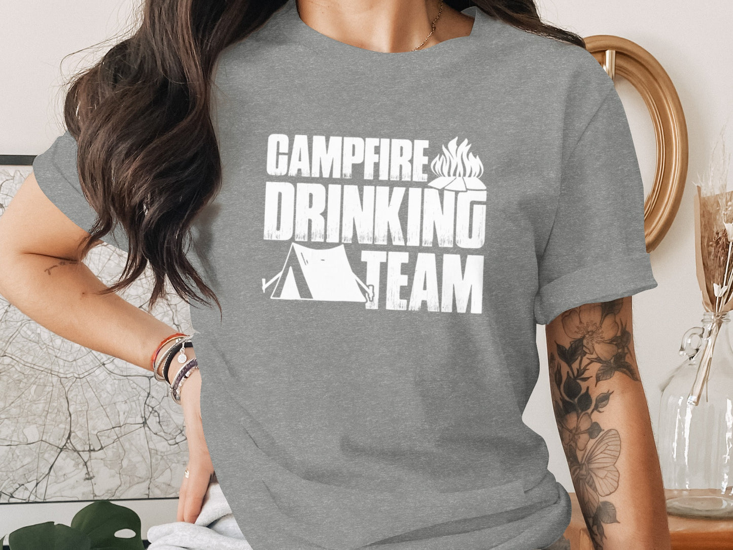 Campfire Drinking Team Tent Design Camping Adventure T-Shirt T-Shirt - Outdoor & Adventure Collection - Mile Marker 16 Gear by Cloud 16 Clothing Co.