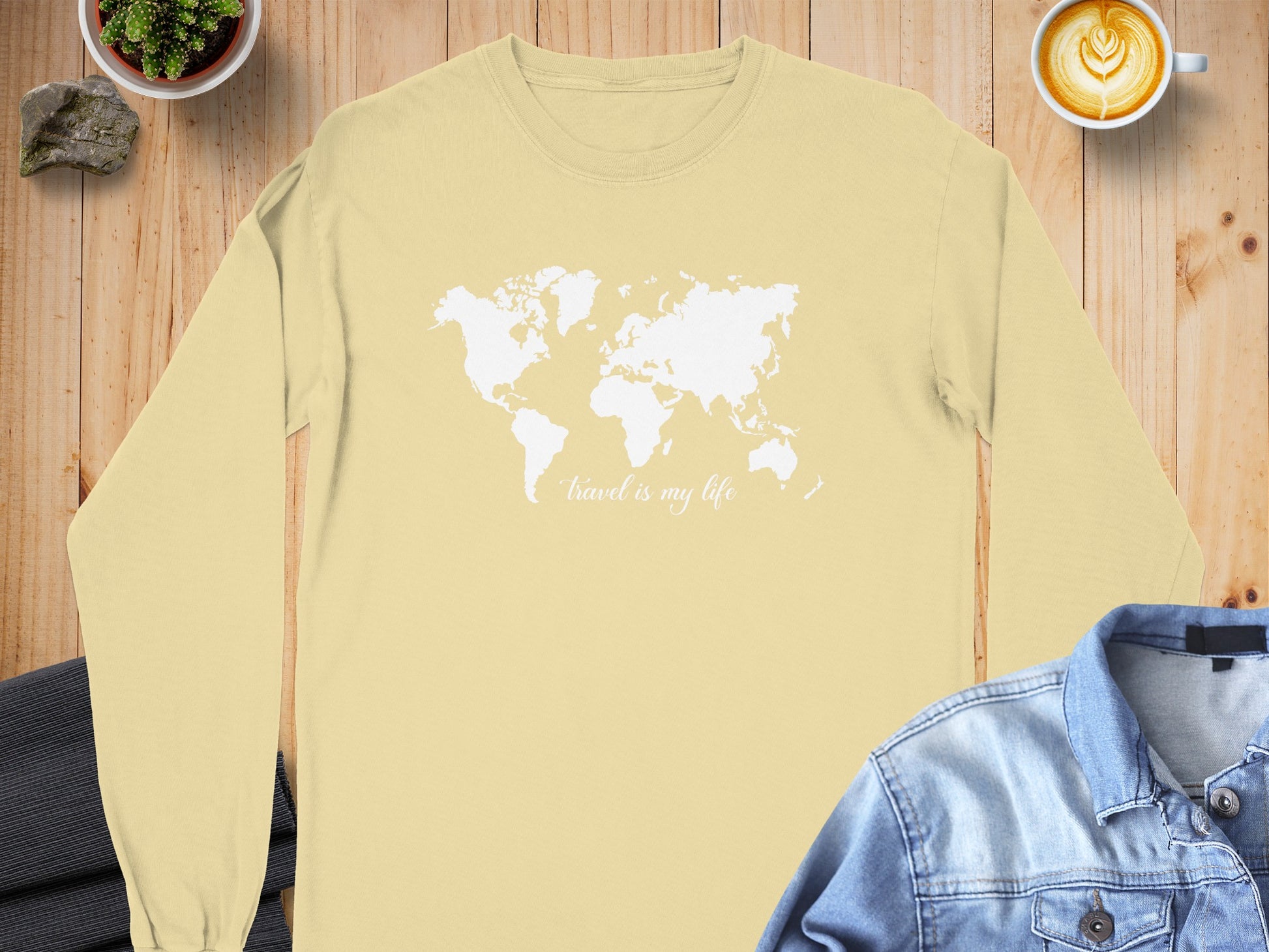 World Map Travel is My Life Long Sleeve Shirt