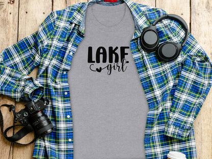 Lake Heart Girl Graphic Summer Vacation Outfit T-Shirt T-Shirt - Outdoor & Adventure Collection - Mile Marker 16 Gear by Cloud 16 Clothing Co.