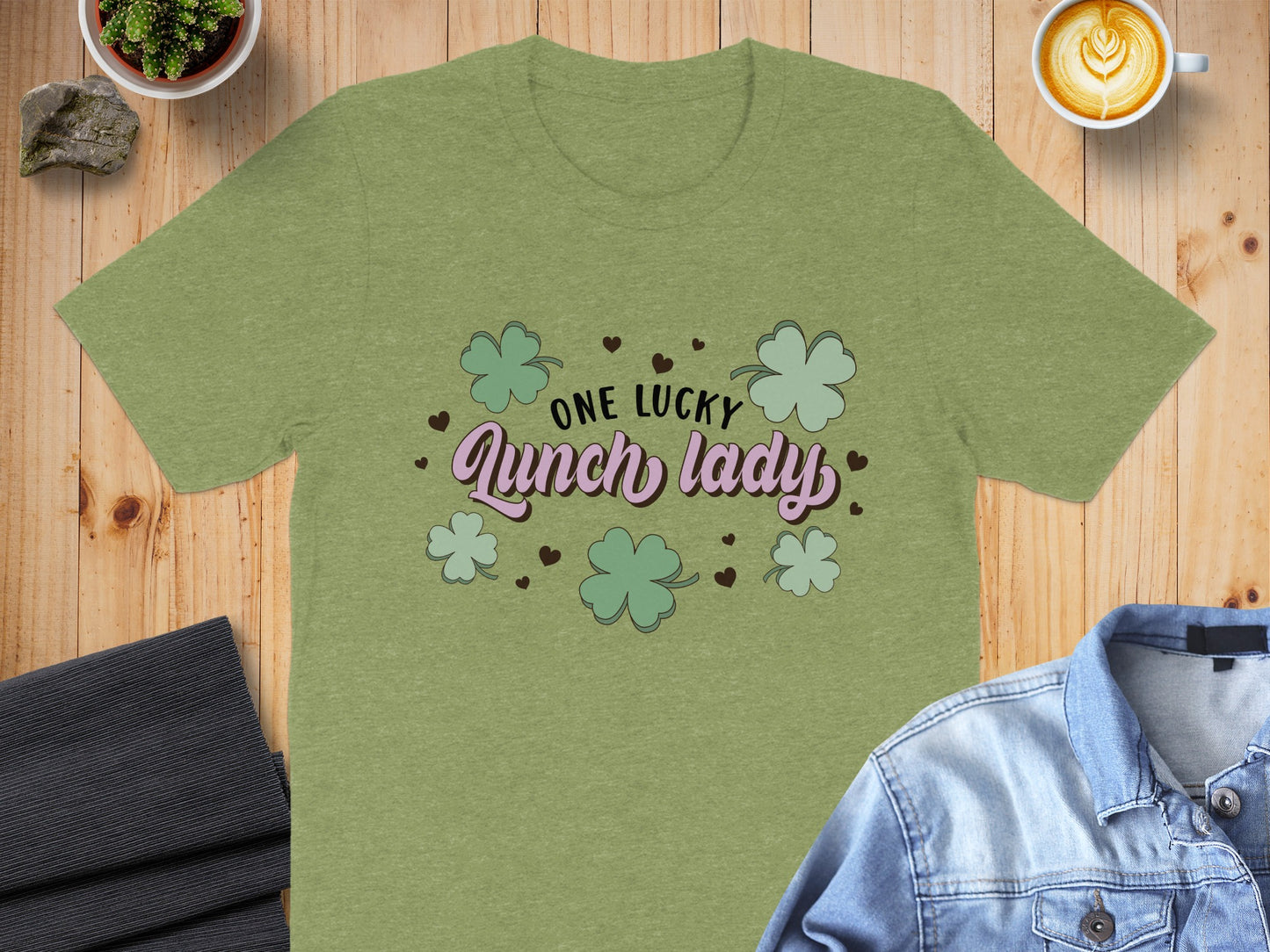 One Lucky Lunch Lady Shamrock Design T-Shirt